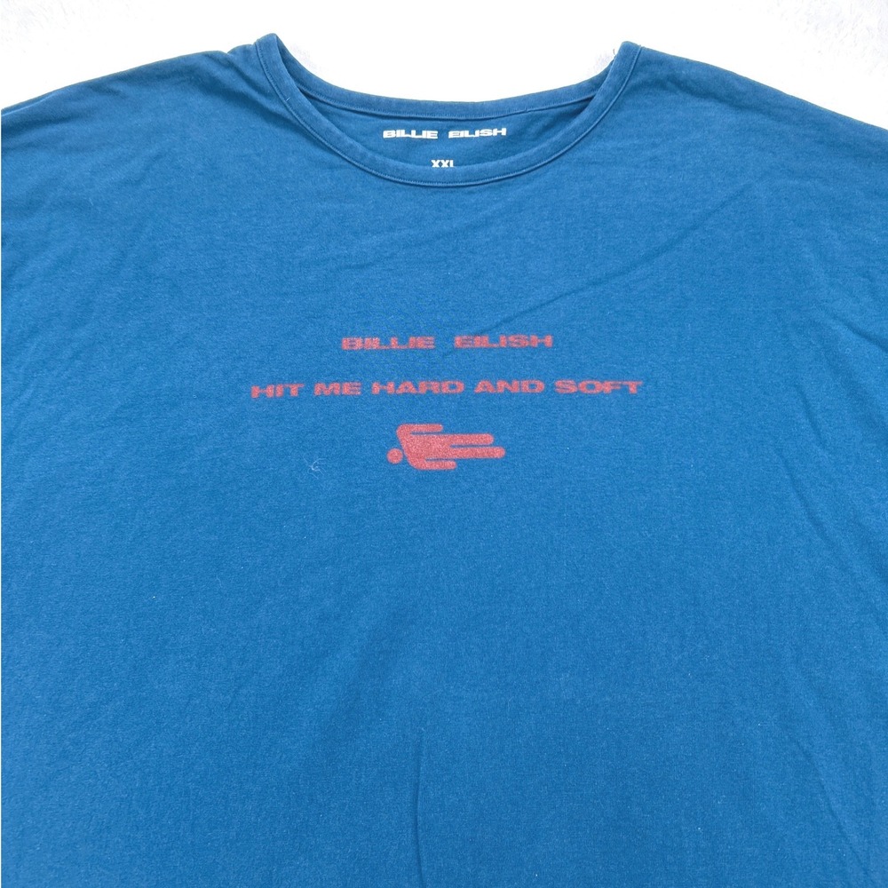 Billie Eilish Unisex T-Shirt XXL Blue Hit Me Hard and Soft Graphic Tee - Picture 2 of 8